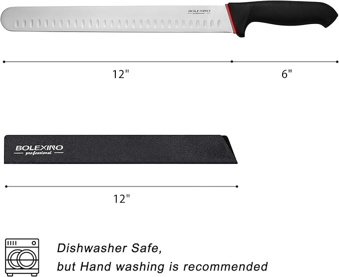12 Inch Carving Slicing Knife, Sharp Premium Ham Slicer knife, Great for Slicing Roasts, Meats, Fruits and Vegetables (12" carving knife)