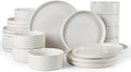 Famiware Star Plates and Bowls Sets, Modern Stoneware Dinnerware Sets for 8, 24-Piece Kitchen Dish Set - Microwave and Dishwasher Safe, Chip and Scratch Resistant, Matte White