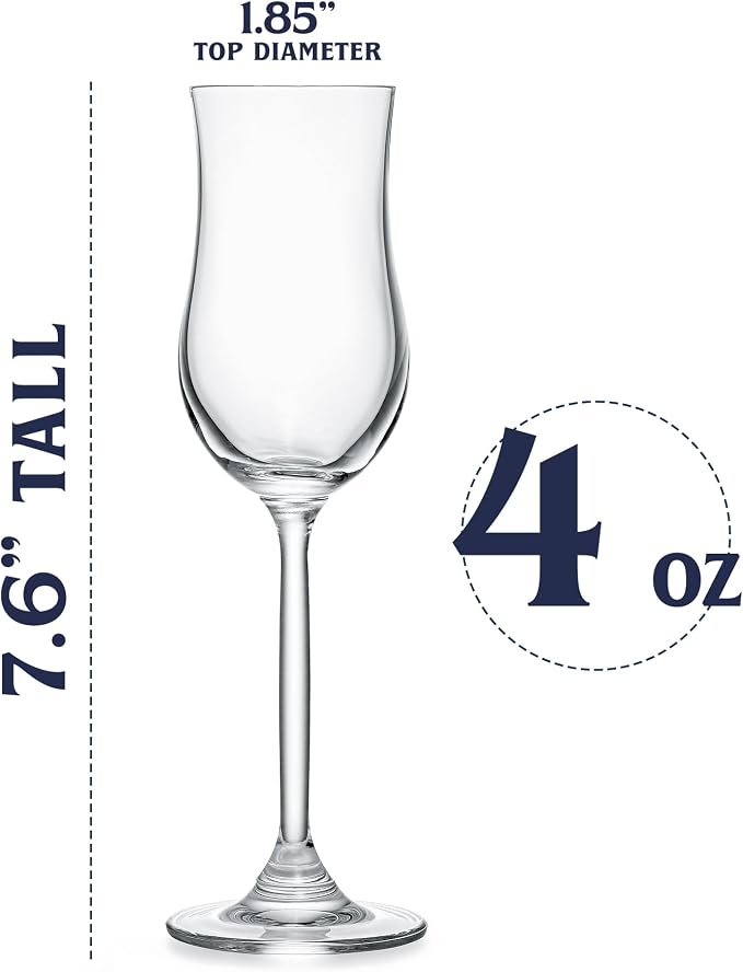 GLASSIQUE CADEAU Cognac, Brandy, Tequila and Dessert Wine Snifter Glasses | Set of 4 Small Tasting Tulip Copitas for Sipping Spirits, Madeira, After Dinner Drinks