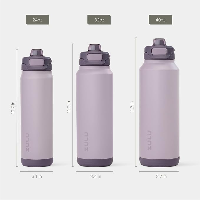 ZULU Powerfill Pro 32oz Stainless Steel Water Bottle with Quick Fill Lid, Triple Walled Vacuum Insulated Metal, Leak Proof Locking Lid, Sip and Chug, Reusable BPA Free, Amethyst
