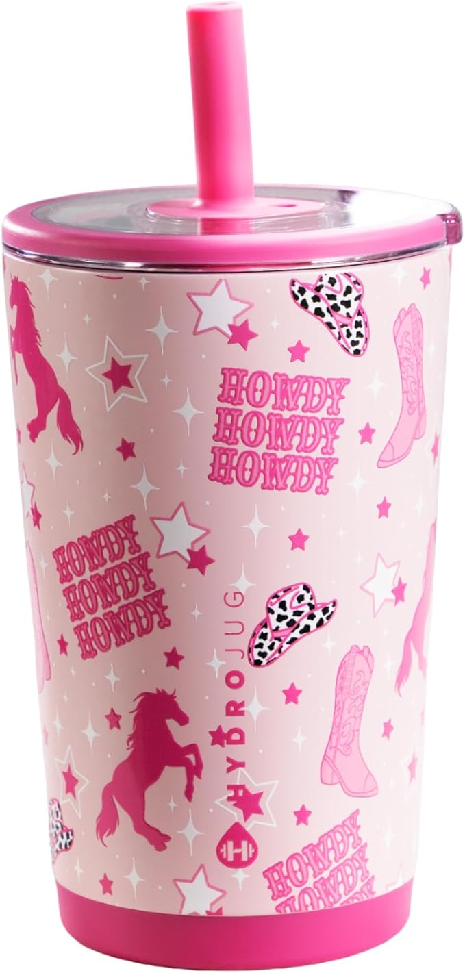 HydroJug Everyday Tumbler 14 oz, Ceramic-Lined Straw Cup, Cowgirl