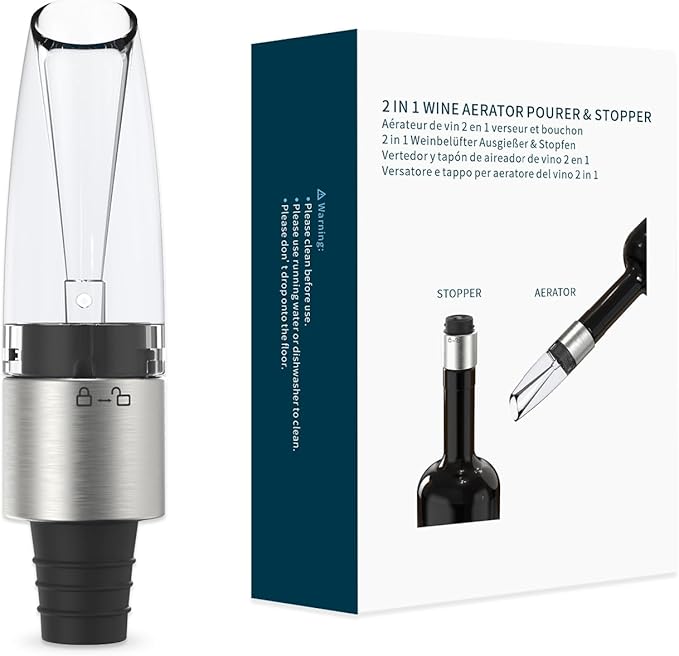 KITCHENDAO Wine Saver Pump with Sound Indicator and 2-in-1 Wine Aerator Pourer and Stopper