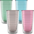 Tervis Clear & Colorful Tabletop - Bayou View Collection Made in USA Double Walled Insulated Tumbler Travel Cup Keeps Drinks Cold & Hot, 16oz - 4pk, Assorted Pastels