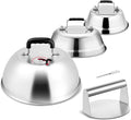 3Pcs Basting Cover & Smash Burger Press, Leonyo 12"- 9"- 6.5" Cheese Melting Dome, Stainless Steel Bacon Press Griddle Dome Steam Lids Smash Burger Kit for Kitchen, BBQ Flat Top Grill, Teppanyaki