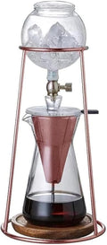 Nispira Modern Iced Coffee Cold Brew Coffee Maker Slow Drip Coffee Machine Stainless Steal Copper Color 400mL Borosilicate Glass
