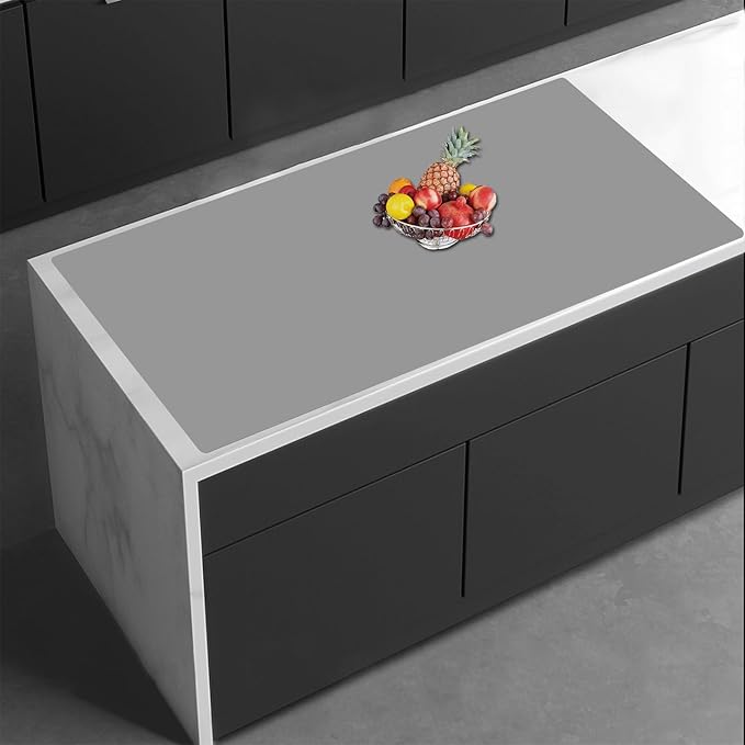 35.4''x23.6''(90cmx60cm) Extra Large Silicone Mat for Kitchen Counter, 1.4MM Thick Non-Slip Heat Resistant Countertop Protector, Waterproof Durable Kitchen Mat for Countertops, Islands (Light Gray)