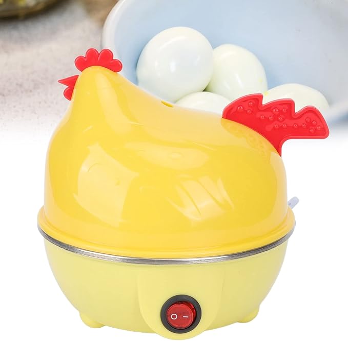 HYWHUYANG Rapid Egg Cooker, Electric Egg Cooker, Chicken Shape, Automatic Shut Off, Mini Breakfast Machine, Kitchen Gadgets For Boiled Eggs (Yellow, US Plug 110V)