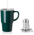 Sweejar Ceramic Tea Cup with Lid, 16 OZ Portable Coffee Mug, Dishwasher Safe Travel Mug with Infuser, Reusable Teacup for Car Cup Holder, Tea Lovers(Jade)