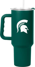 Logo Brands NCAA 40 oz Tumbler with Handle -Stainless Steel Insulated Travel Tumbler with Straw Lid – Powder Coated, Leak-Resistant, Keeps Drinks Hot/Cold – Great for Tailgating, or Everyday Use