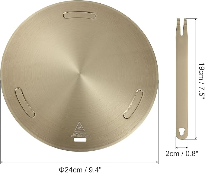uxcell Heat Diffuser Plate for Gas Stove 9.4 Inch Round Heat Conduction Induction Adapter Plate with Removable Handle Cookware Protector for Cookware Heat Cooking Unfreeze, Rose Gold