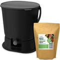 TeraGanix Bokashi Compost Starter Kit, Essential Bucket + Base, Indoor Composting, 15.3L (4gal) Capacity, Airtight, Odor & Pest-Free, Includes Bokashi Rice Bran & Liquid Collection Base, (Black)