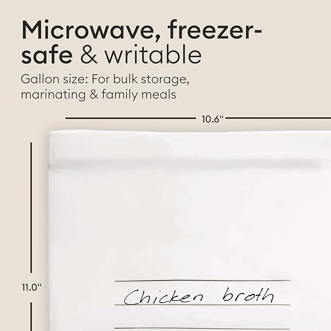 Vove Compostable Gallon Bags 30 Ct – PFAS-Free, BPI Certified, Freezer Safe with Airtight Seal for Meal Prep & Bulk Storage, Plant-Based