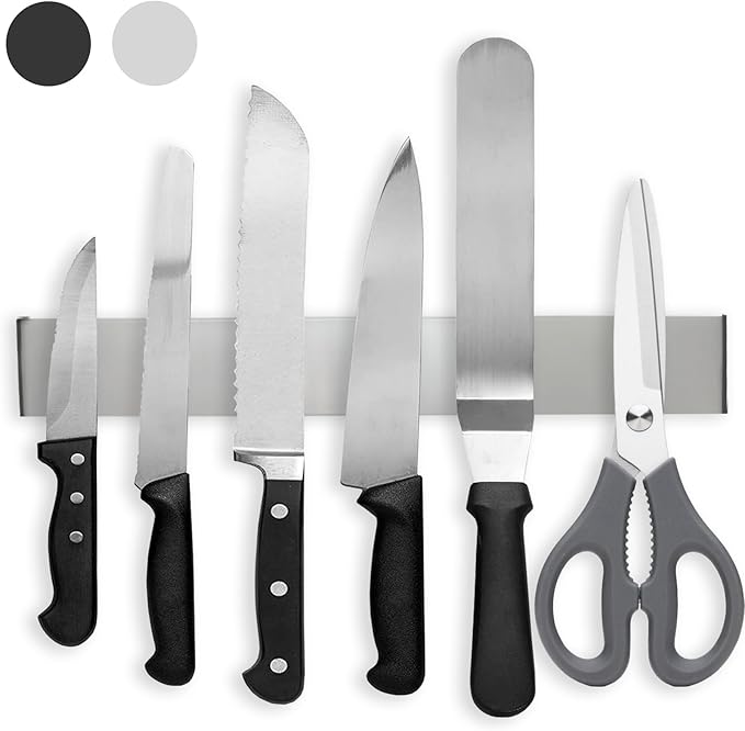 Magnetic Knife Holder for Wall, 16" Magnetic Knife Strips, Stainless Steel Magnetic Bar as a Knife Holder, Magnetic Strip for Knives for Kitchen Utensil Organizer (Silver, 16 Inch)