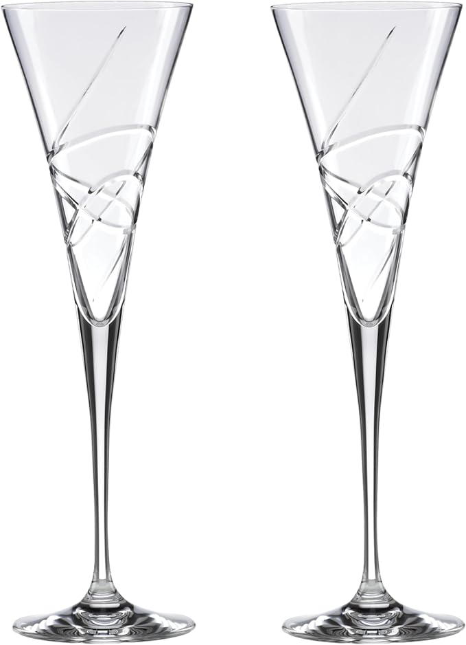 Lenox Champagne Flutes, Adorn Crystal 2-Piece Toasting Flute Set, Set Of 2, Heavy 3 x 10.5-inch, 7-Fl Oz Clear Crystal Glass, Stemware, Hand Wash Only, Wedding Decor, New Years Flute Glasses (2-Piece)