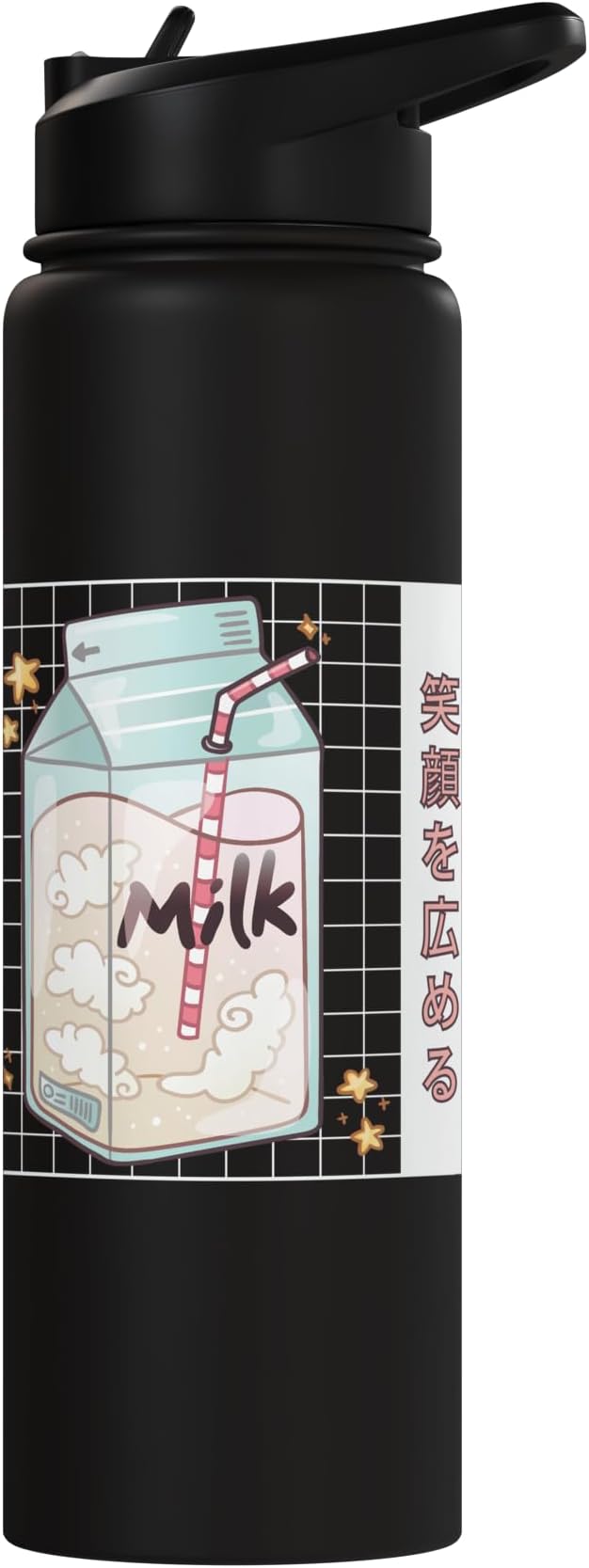 Japanese Milk Carton Soft Drink Aesthetic Vaporwave Stainless Steel Insulated Water Bottle