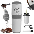 Portable Electric Coffee Grinder and Brewing Kit, Rechargeable, Conical Burr Mini Coffee Grinder with Filter, 32g Capacity & Coffee Cup for Camping, Travel, Office, Espresso, Pour Over, etc (White)