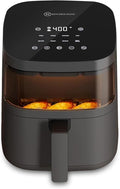 Kitchen Elite Digital Air Fryer Oven with Viewing Window and 8 Presets, 4 Quart, Touchscreen Cooker, Precise Temp Control, Elegant Gray