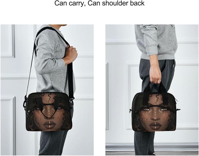Beautiful Women Lunch Bag for Girls Women,African American Woman Lunch Box Container with Detachable Shoulder Strap,Insulated Lunch Coolers for School Office