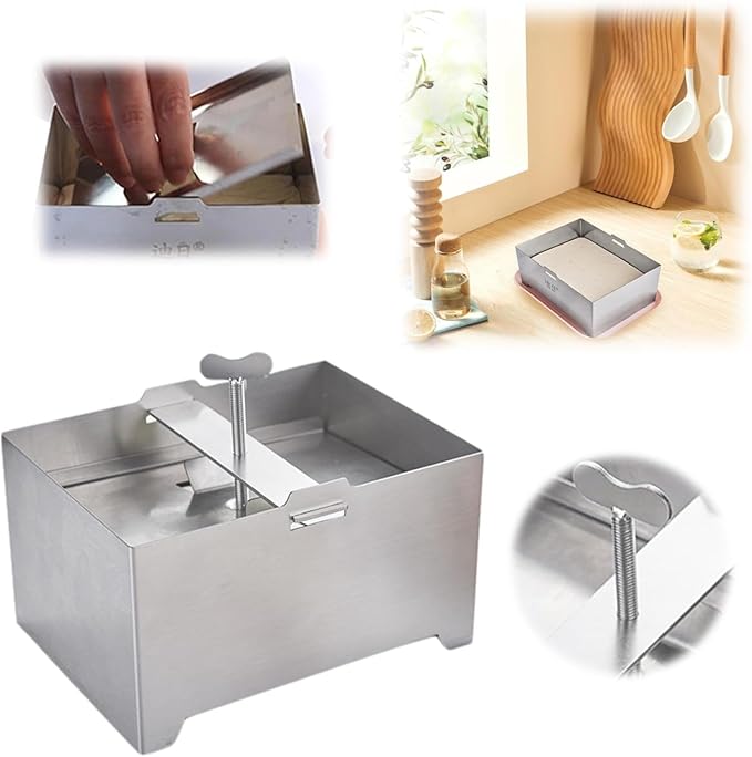 Tofu Presses Stainless Tofu Press Adjustable Paneer Maker with Drain Hole and Drip Tray 16129cm Cheese for Making 1kg Tofu Cheese for Home&Kitchen White