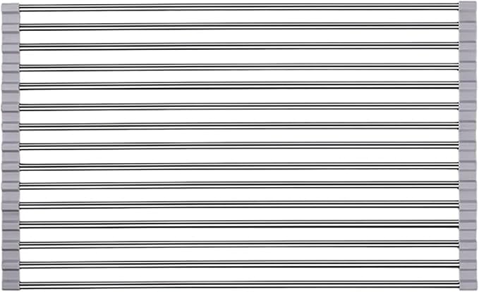 Roll-Up Dish Drying Rack Over the Kitchen Sink, Non-Slip Drain Board Strainer, Drain Board Rust-Resistant Utensil Holder(Large,15-Club)