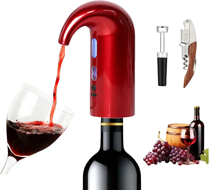 Hotool Electric Wine Aerator, Wine Decanter Pump Dispenser Gifts Set,Automatic Wine Aerator Pourer Spout. Wine Dispenser Pump, Wine Gifts Set for Wine Lovers