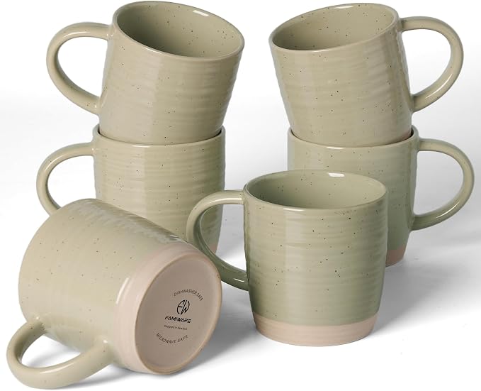 famiware Coffee Mugs Set of 6, 13 oz Mug Set, Ceramic Cup Set with Handle for Coffee, Tea, Cocoa, Milk, Constellation Series, Honey