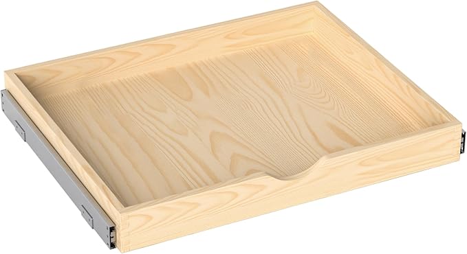 ZOINLIY 27''W X 21''D X 3''H Wooden Pull Out Drawer for Cabinet, Cabinet Organizer for Kitchen, Soft Close Slide Out Shelves, Heavy Duty, Fully Expandable - Bottom Mounting