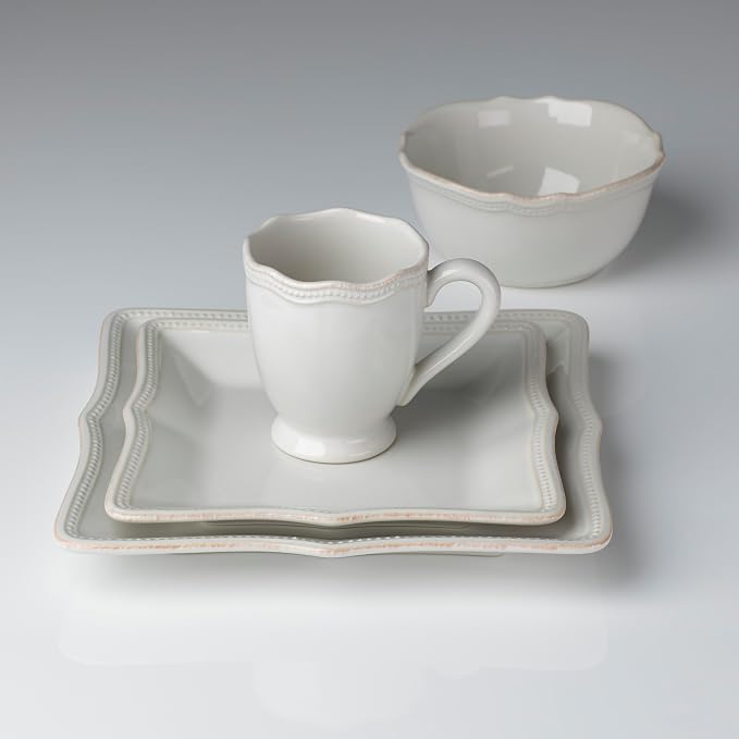 Lenox White French Perle Bead Square 4Pc Place Setting, 6.90 LB