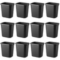 12-Pack Small Trash Can Wastebasket, 3.25 Gallon Slim Plastic Garbage Container, Shatter-Resistant Waste Bin for Office, Bathroom, Bedroom, Kitchen, Dorm Rooms and Classrooms, Black