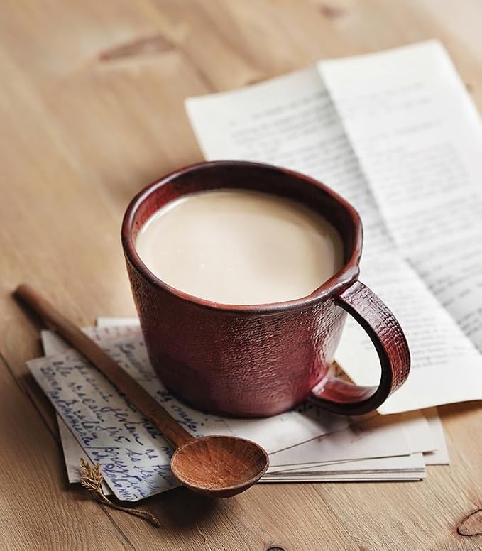 2-pcs handcrafted clay water cups, couple cups, household coffee, hot tea, oatmeal, milk cups (300ML, 7 * 10cm), office retro mugs, suitable for dishwasher, microwave, oven. (beige)