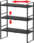 Jojocross Expandable Stackable Spice Rack Cabinet Shelf Organizer in Cabinets Shelves Kitchen Cupboard Organization Stack up Racks Pantry Countertop Storage Medium/Black 3 Packs