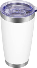 VEGOND 20oz Tumbler with Lid and Straw Stainless Steel Tumbler Cup Vacuum Insulated Double Wall Travel Coffee Mug Powder Coated Coffee Cup, White, 1 Pack