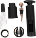 6pcs Wine Pourer Set Vacuum Stoppers Rotary Bottle Opener and Wine Accessories Elegant Black Design