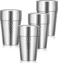 Stainless Steel Double Wall Cup, 16 oz Insulated Tumbler, 4 Pack Unbreakable Stackable Water Tumblers Insulated Metal Cup Premium Drinking Glasses for Travel Camping Home Outdoor