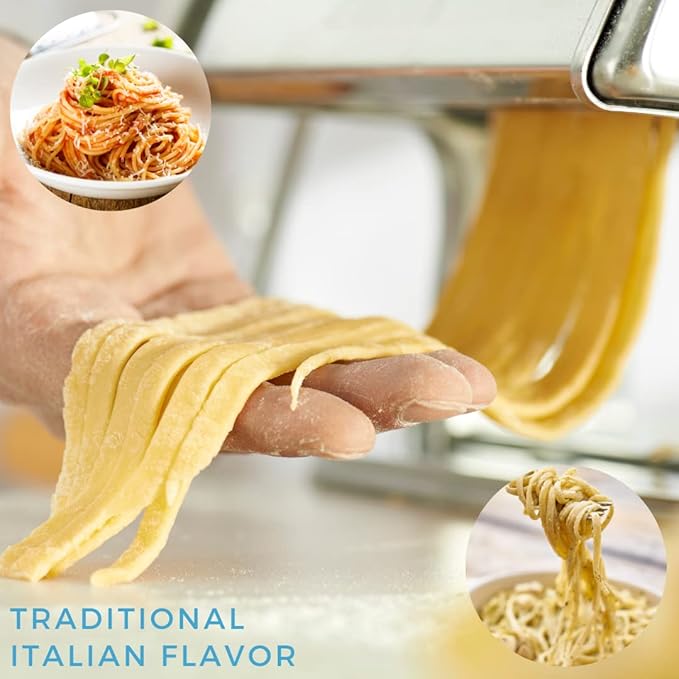 Ultimate Pasta Machine Attachment Set- Includes 5 Different Cutters for Homemade Spaghetti, Fettucini, Ravioli, Angel Hair- Durable & Compatible w CucinaPro & other Makers- Pasta Cooking Made Easy