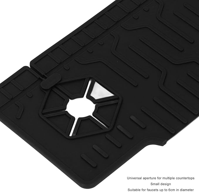 Kitchen Sink Splash Guard, Double Sided Faucet Mat for Kitchen Sink, Silicone Faucet Handle Drip Catcher Tray Mat Silicone Sink Mat, Sink Splash Guard Mat with Adjustable Hole