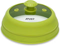 Microwave Splatter cover, Glass Microwave Cover for Food, Guard Lid with Collapsible Silicone for 6-8 inch Plates & Bowls, Dishwasher Safe, Heat Resistant, BPA-Free, 9 inch Green