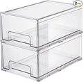 Clear Plastic Stackable Storage Drawers Bins, Perfect for Kitchen Pantry Organization and Storage, Under Sink Organizer, Pull Out Cabinet Organizer, Makeup, Bathroom Storage Containers for Organizing