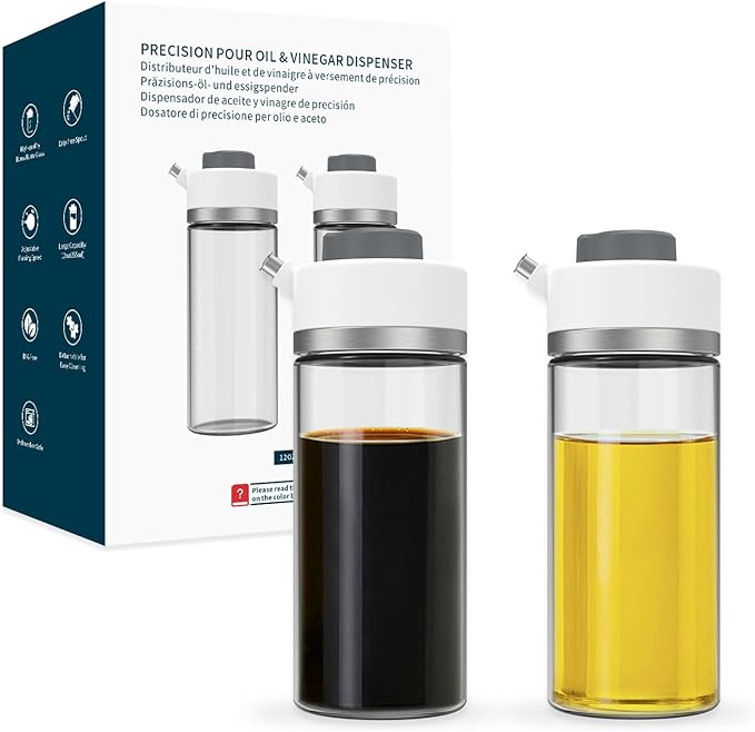 KITCHENDAO Glass Creamer and Precision Pour Glass Oil Dispenser 2-Piece Set