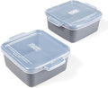Souper Cubes Stoneware - 5" x 5" Small Ceramic Baking Dish Set with Silicone Covers - Small Casserole Dishes for Oven - Kitchen and Bakeware Essentials - Set of 2 - Charcoal Mini Baking Dishes