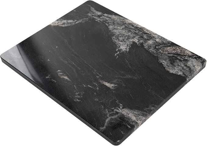 Natural Black Marble Cutting Board for Kitchen, 16 x 20 Inch Marble Slab Granite Cutting Board with Non-Slip Feet, Pastry Board for Baking Dough Chocolate Cheese Charcuterie, Wedding Gift