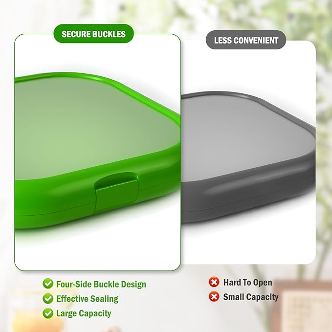 2 Pack Reusable Silicone Storage Boxes, Avocado Saver & Onion Storage for Avocado, Cut Onions, Tomatoes, Garlic and Leftovers in Fridge (Blue/Green)