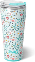 Swiglife 32oz Insulated Tumbler, Travel Coffee Tumbler with Lid, Cup Holder Friendly, Stainless Steel Travel Coffee Mug, Nurse Tumbler, Nurse Gifts for Women (Scrub Life)