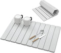 Stone Drying Mat for Kitchen Counter, White 24"×16" Collapsible Fast Drying Dish Mats, Diatomaceous Earth Water Absorbing Mat for Dishes Bottles Cups