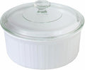 CorningWare 2-1/2-Quart Round French White Casserole Dish Set With Matching Glass Cover - Lid Set