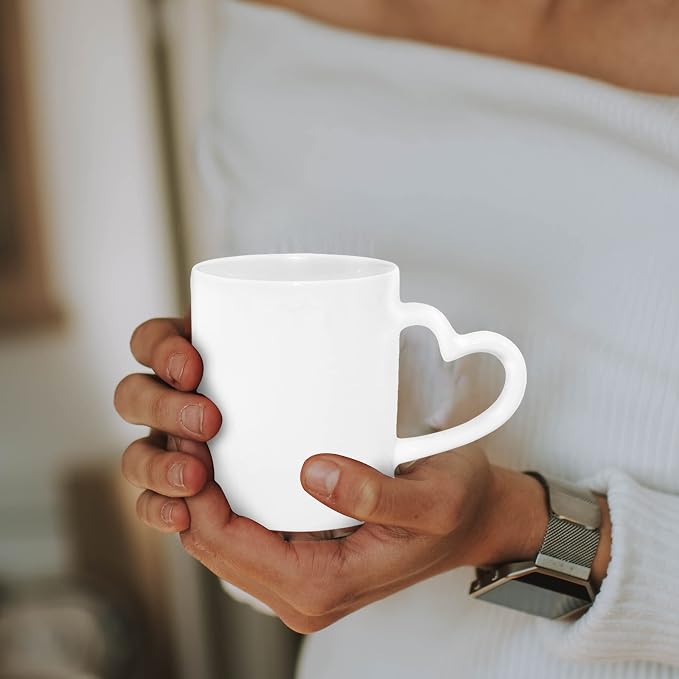 MR.R Set of 36PCS Sublimation Blanks Dishwasher Heart Handle White Ceramic Coffee Mugs 11oz Blank Dishwasher Ceramic Classic Drinking Cup Mug with Heart Handle For Milk Tea Cola Waterâ€¦