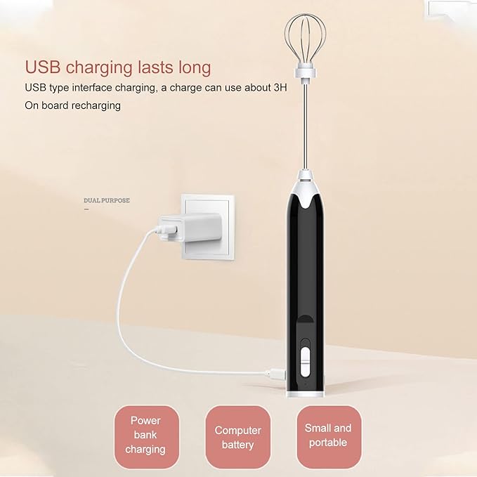 Electric Milk Frother, Handheld Milk Steaming Frother, Rechargeable Egg Beater, Foam Maker for Coffee Cappuccino Latte Matcha Milk