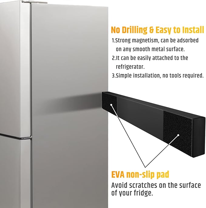 Fridge Applicable 17 Inch Double Sided Magnetic Knife Holder - Stainless Steel Knife Strip With Powerful Magnetic Pull Force - Use as Kitchen Knife Holder, Knife Rack & Tool Holder - Matte Black