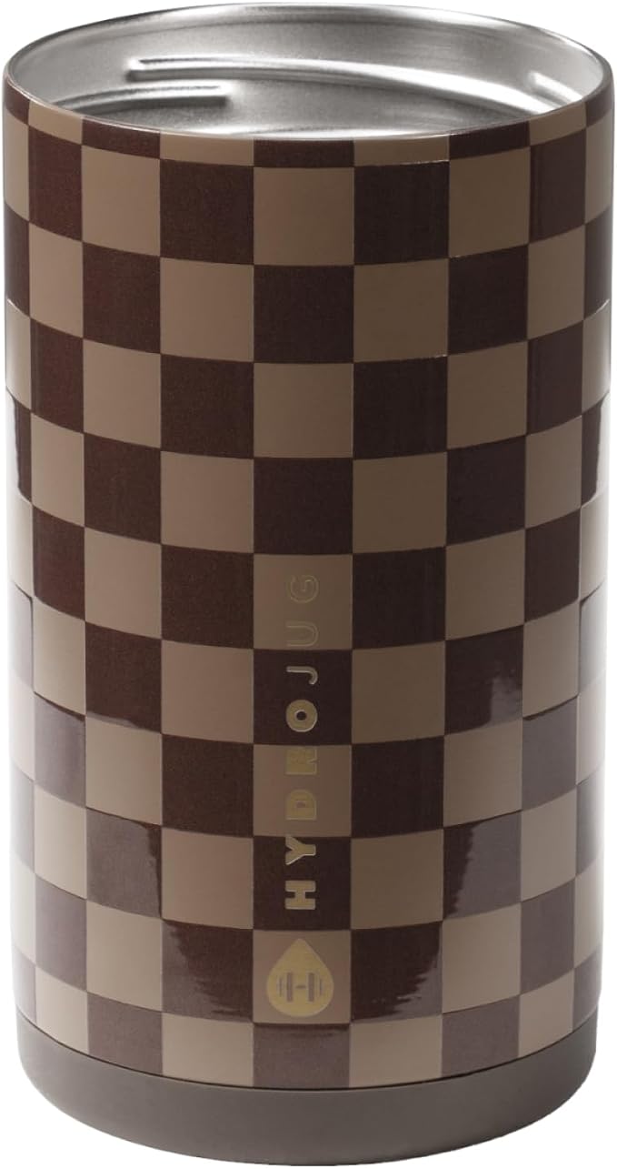 HydroJug Tall Can Cooler 16 oz, Stainless Steel Can Holder, Autumn Checkers