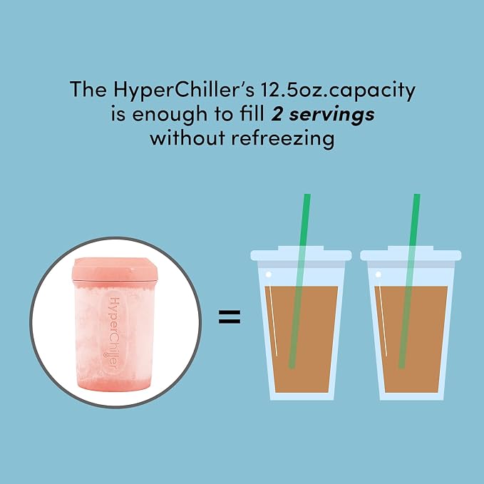 HyperChiller HC2RG Patented Iced Coffee/Beverage Cooler, NEW, IMPROVED,STRONGER AND MORE DURABLE! Ready in One Minute, Reusable for Iced Tea, Wine, Spirits, Alcohol, Juice, 12.5 Oz, Rose Gold
